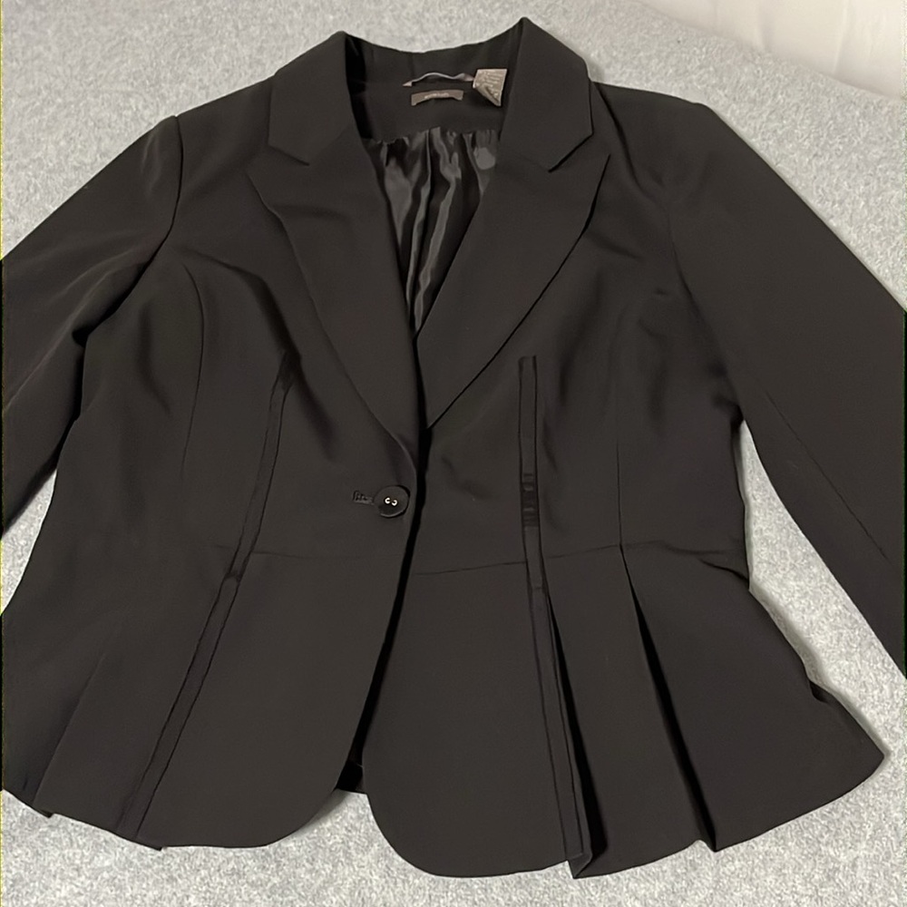 Black Peplum Blazer Jacket Womans Size 10 Office Career Preppy Steampunk